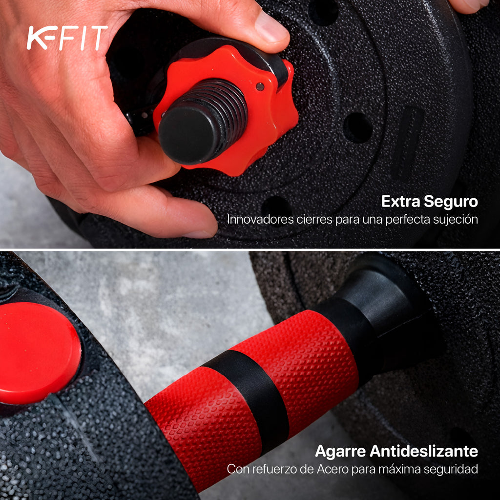 Set Mancuernas con Barra Ajustable 50Kg