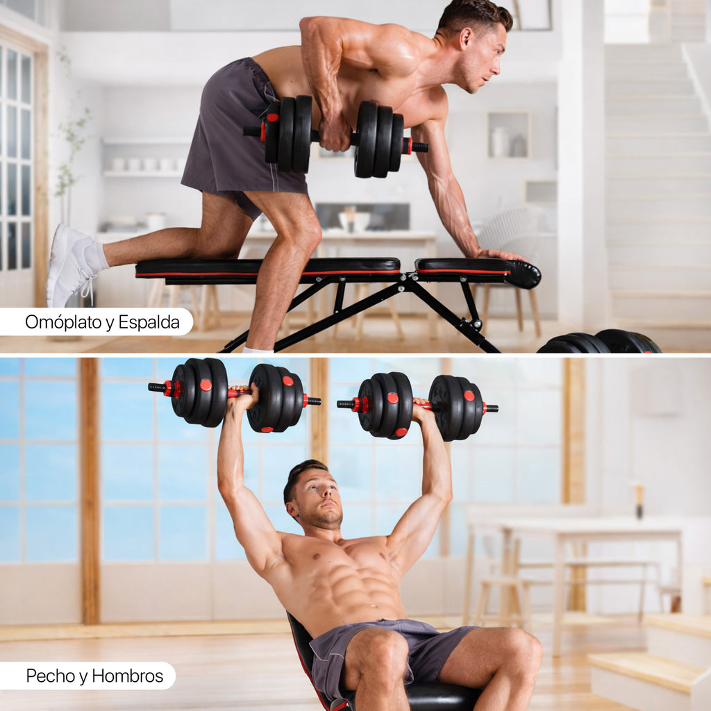 Set Mancuernas con Barra Ajustable 50Kg