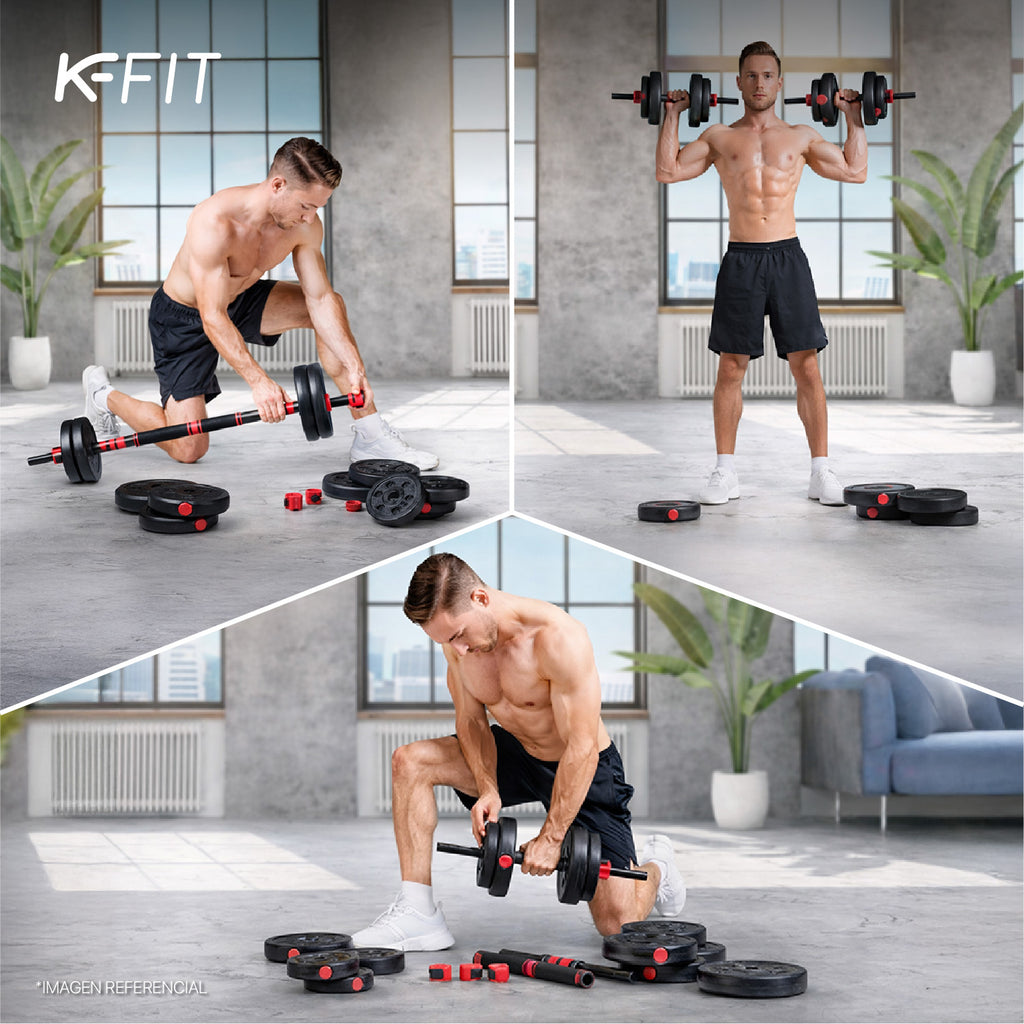 Set Mancuernas con Barra Ajustable 50Kg