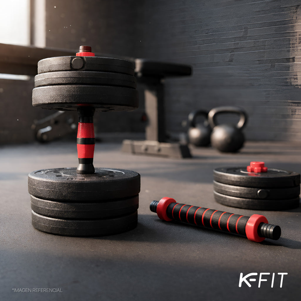 Set Mancuernas con Barra Ajustable 50Kg